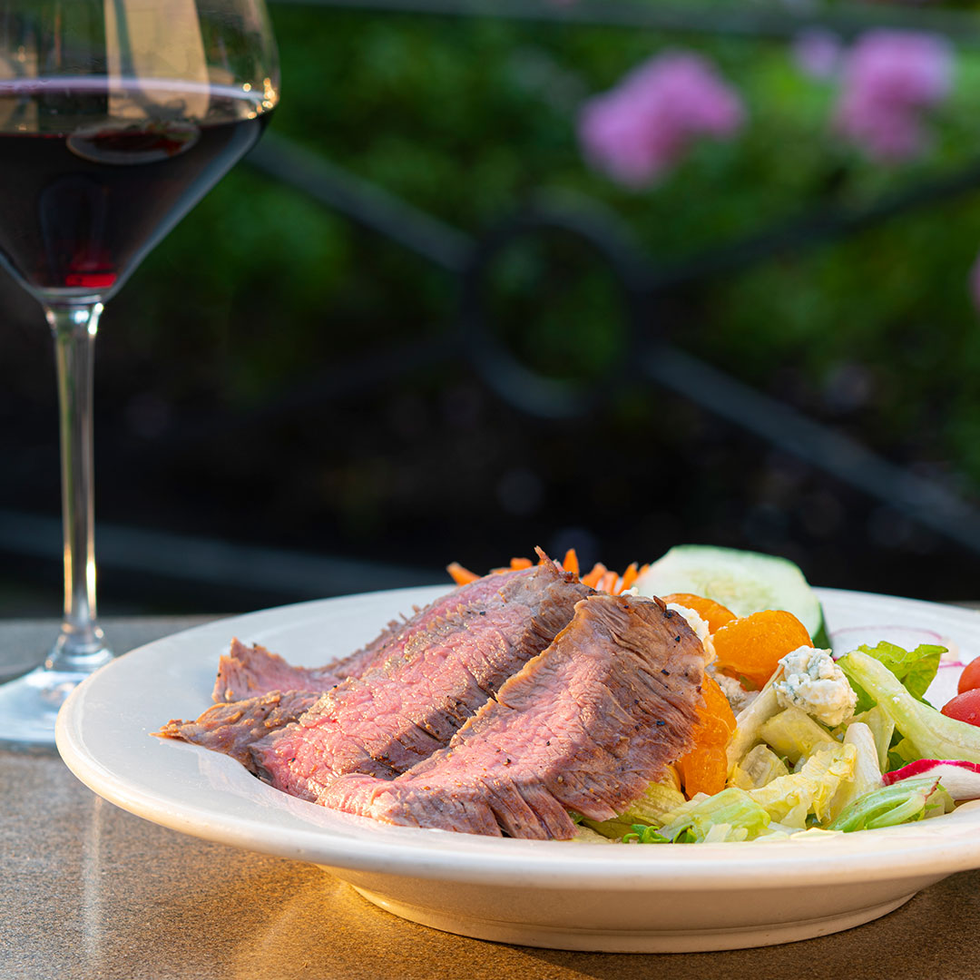 Steak Salad on the Cottonwood Grille Riverside Patio